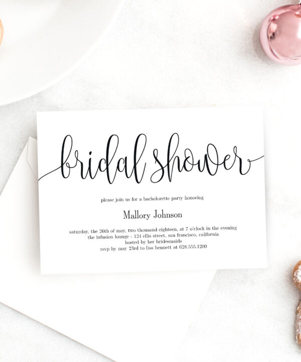 Lovely Calligraphy Bridal Shower Invitation #LCC