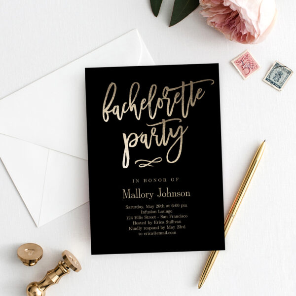 Brushed Charm Bachelorette Party Invitation #BCC