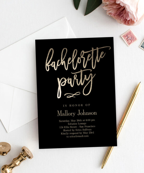 Brushed Charm Bachelorette Party Invitation #BCC