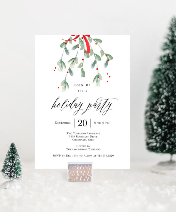 Lovely Mistletoe Holiday Party Invitation #LMC
