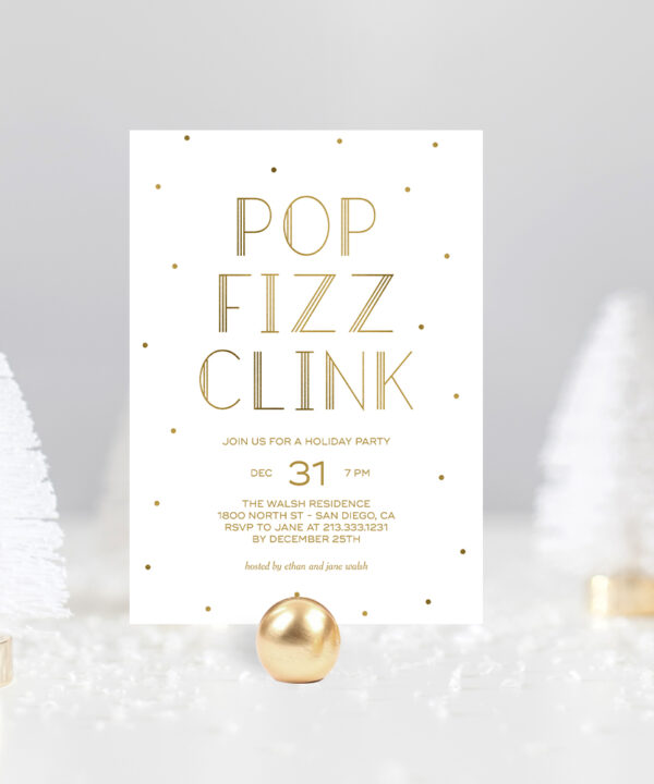 Pop Fizz Clink Holiday Party Invitation #PFC