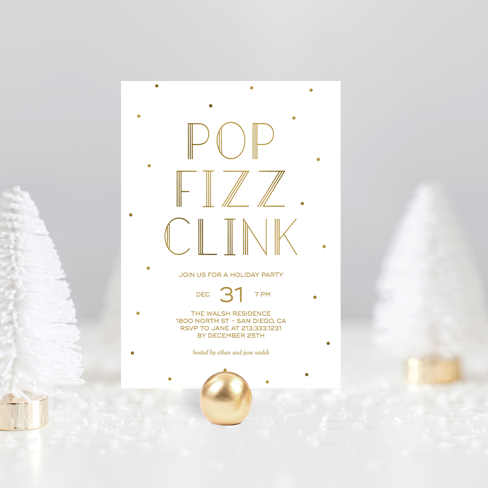 Pop Fizz Clink Holiday Party Invitation #PFC