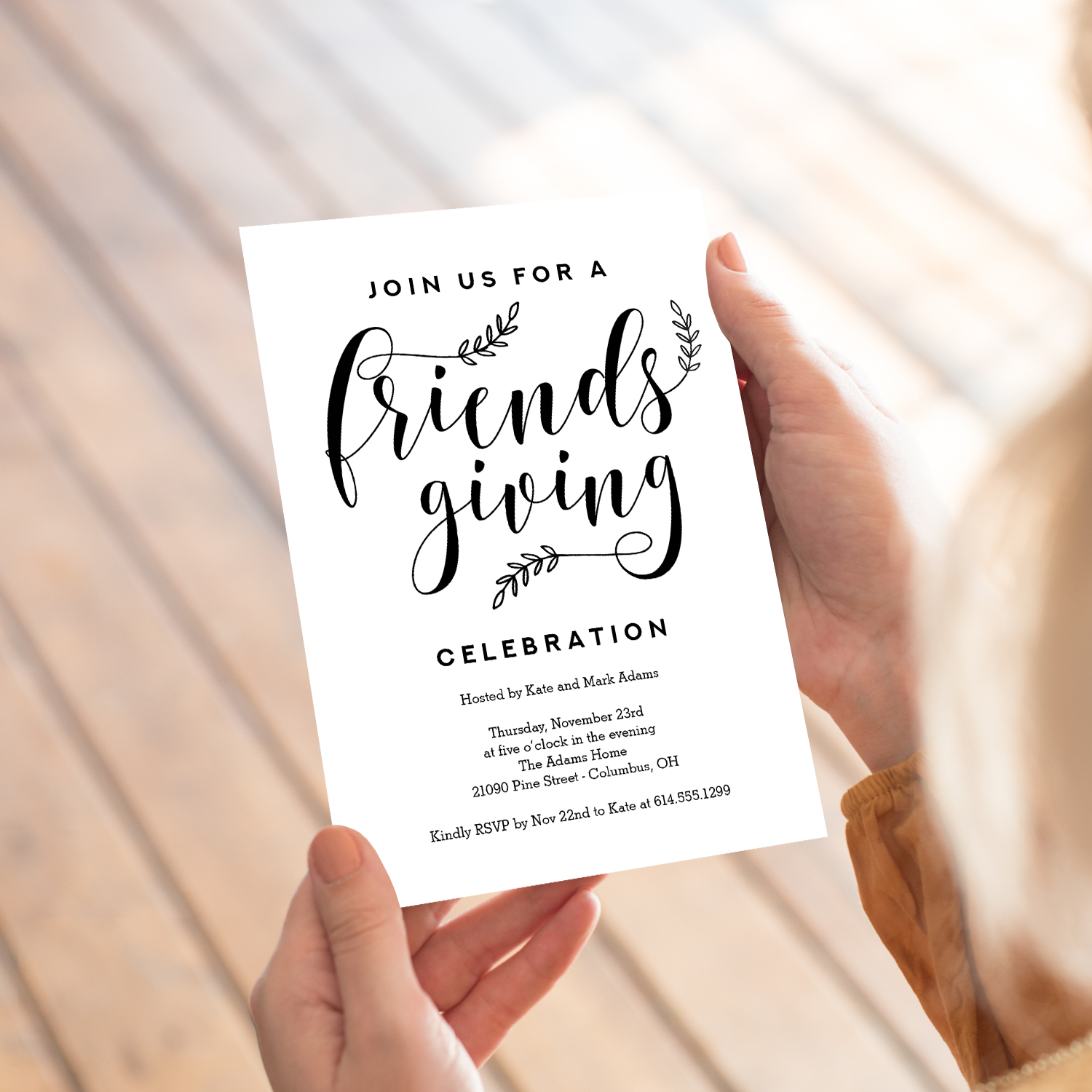 Friendsgiving Party Invitation Rustic Elegance REC Berry Berry Sweet