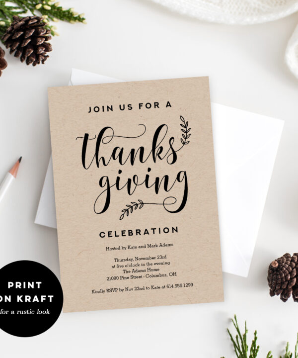 Thanksgiving Party Invitation Rustic Elegance #REC