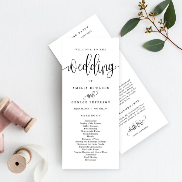 Lovely Calligraphy Wedding Program #LCC