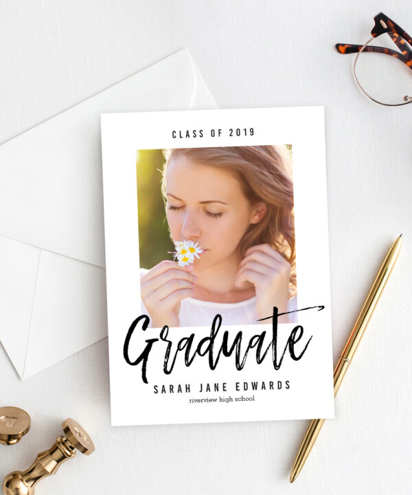 Proudly Brushed Graduation Invitation Template Editable Color