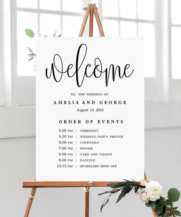 Lovely Calligraphy Wedding Order of Events Sign #LCC