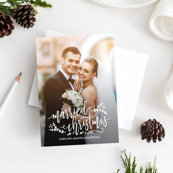Married Christmas Holiday Card Template