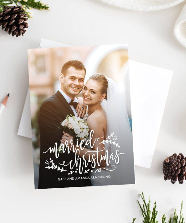 Married Christmas Holiday Card Template