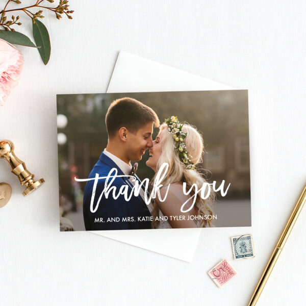 Brushed Charm Wedding Photo Thank You Cards #BCC