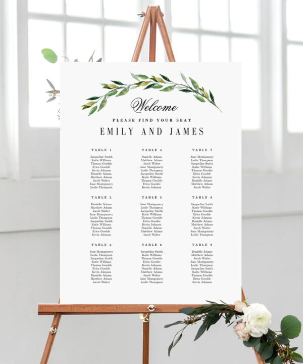 Seating Chart Green Foliage #GFC