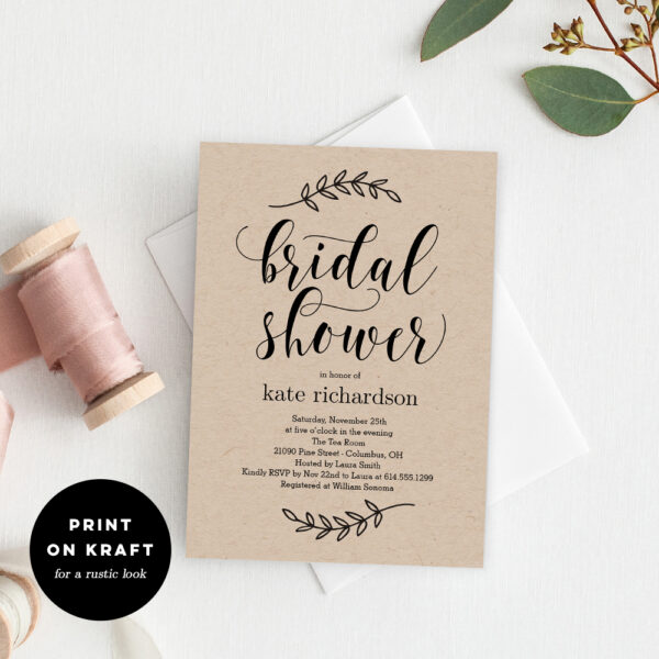 Rustic Elegance Bridal Shower Invitation #REC - Image 2