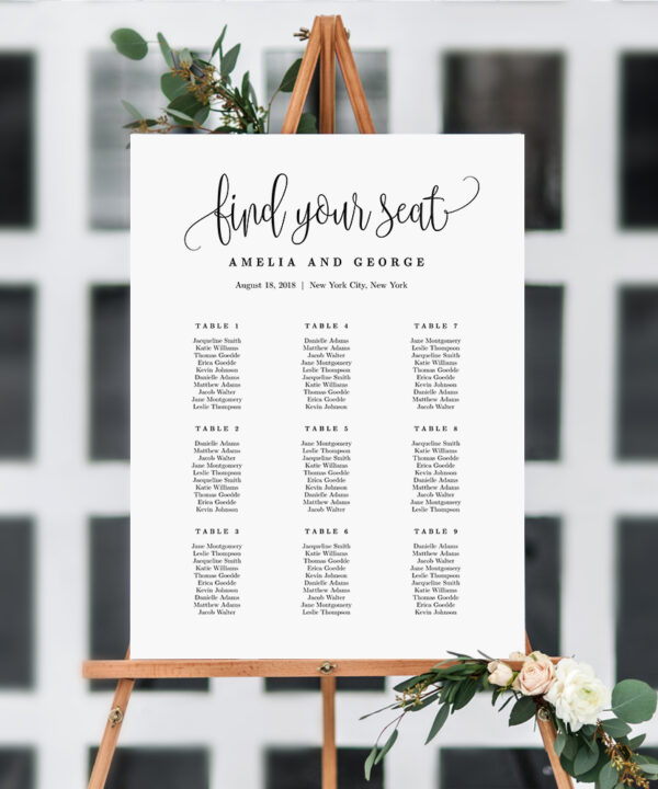 Seating Chart Lovely Calligraphy #LCC