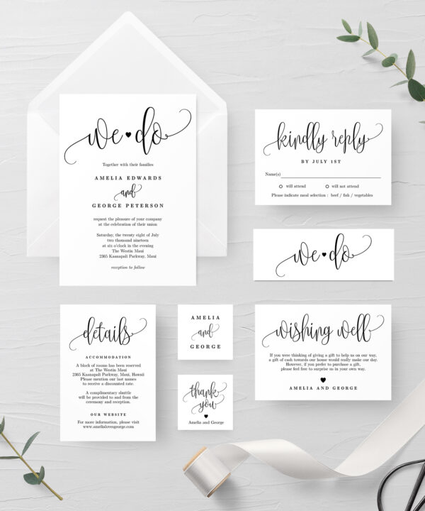 Lovely Calligraphy Wedding Invitation Suite #LCC