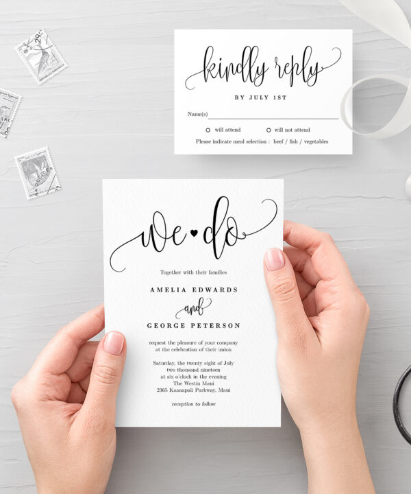 Lovely Calligraphy Wedding Invitation and RSVP #LCC