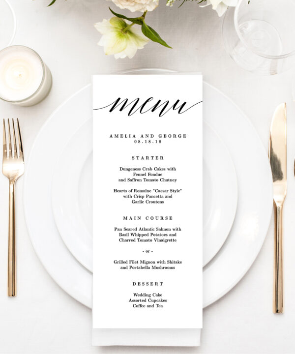 Modern Script Menu Card #MSC