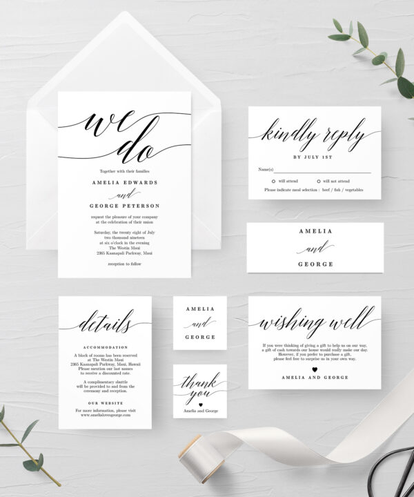 Modern Script Wedding Invitation Suite #MSC