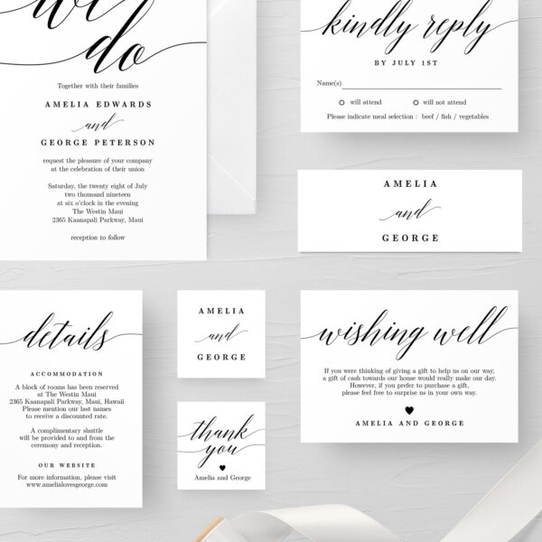 Modern Script Wedding Invitation Suite #MSC - Image 3