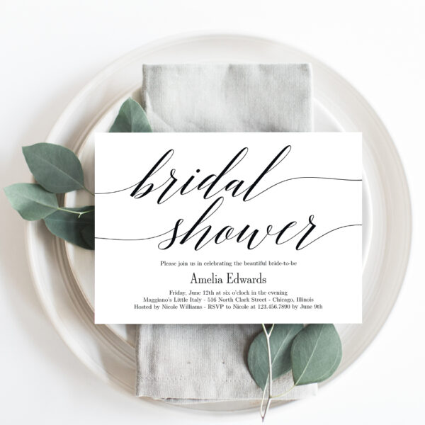 Modern Script Bridal Shower Invitation #MSC