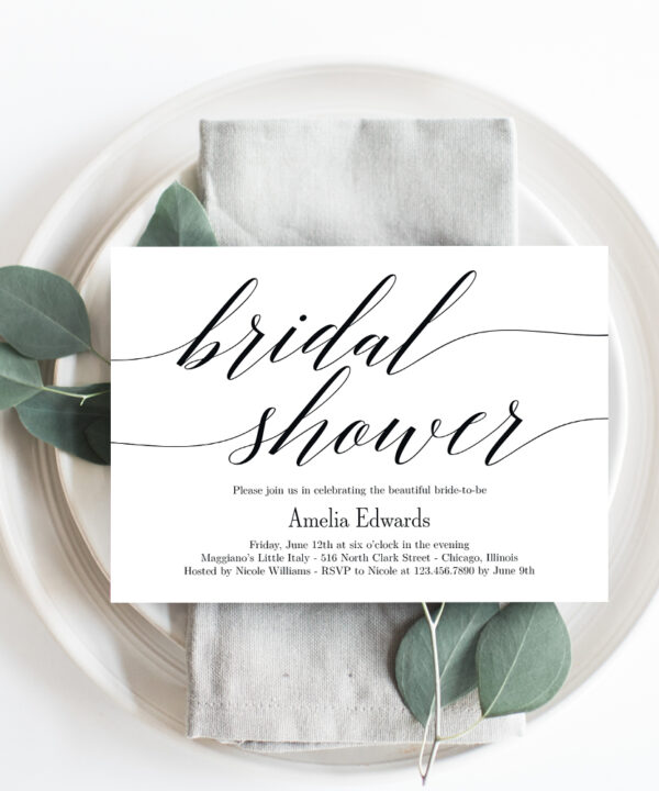 Modern Script Bridal Shower Invitation #MSC