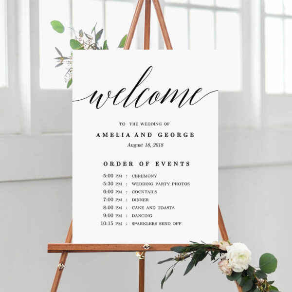 Modern Script Wedding Order of Events Sign #MSC