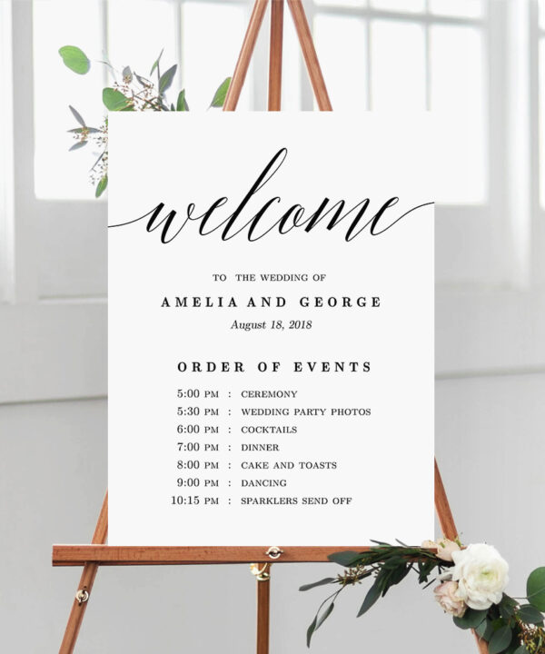 Modern Script Wedding Order of Events Sign #MSC