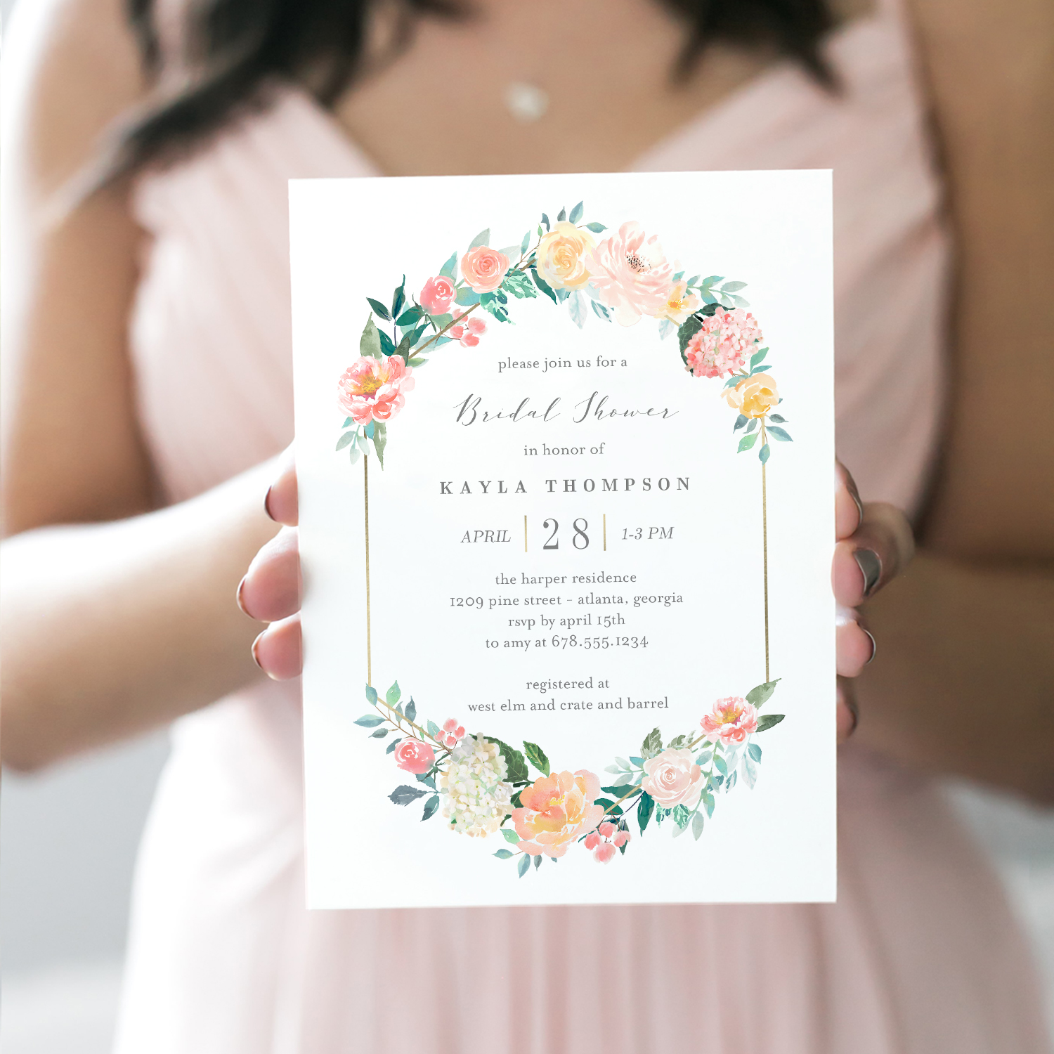 Blush Floral Bridal Shower Invitation #BFC - Berry Berry Sweet