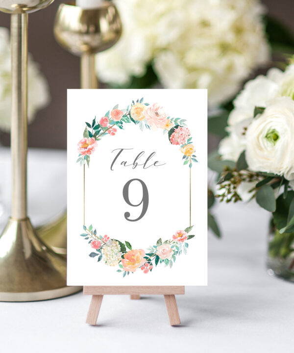 Blush Floral Table Number Cards #BFC