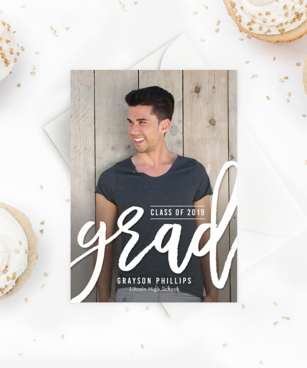Brushed Grad Graduation Invitation Template Editable Color