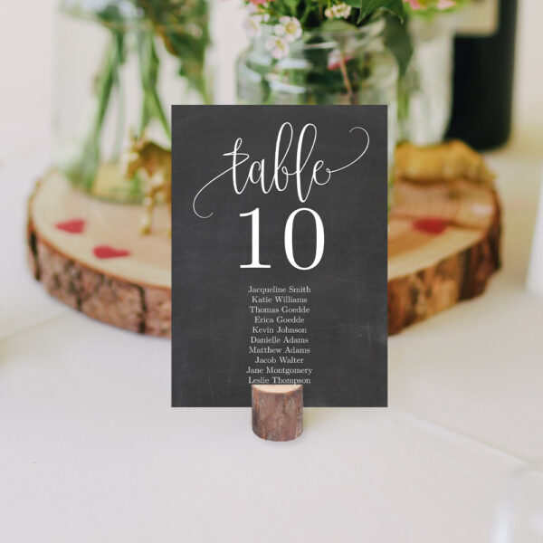 Table Seating Chart Cards Lovely Calligraphy #LCC Faux Chalkboard - Image 2