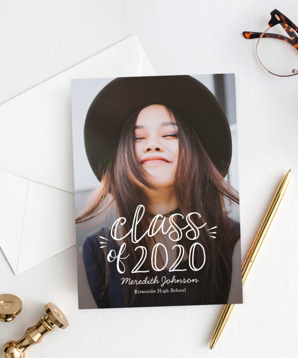 Hand Script Graduation Invitation Template Editable Color