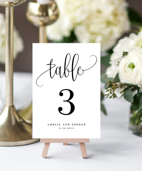 Lovely Calligraphy Table Number Cards #LCC