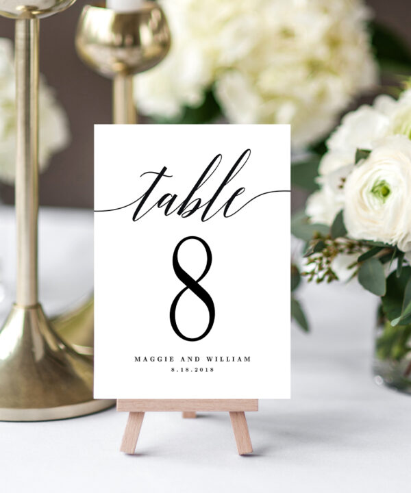 Modern Script Table Number Cards #MSC