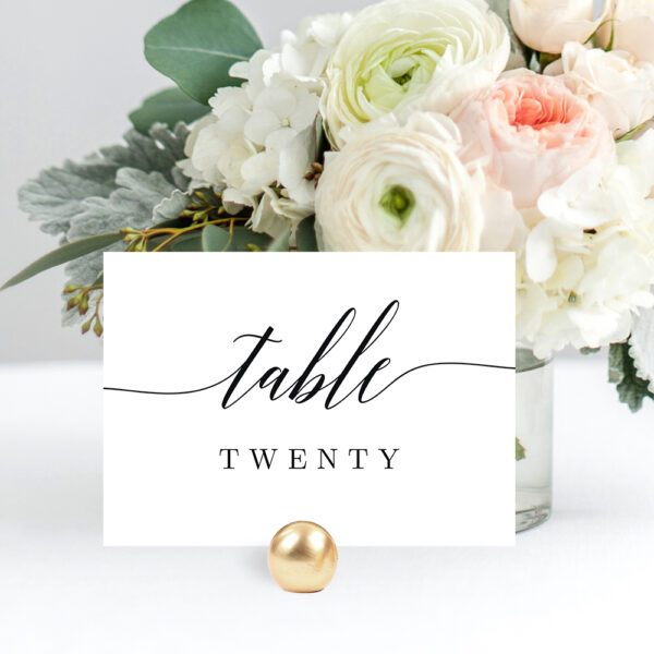 Modern Script Table Number Cards #MSC Landscape