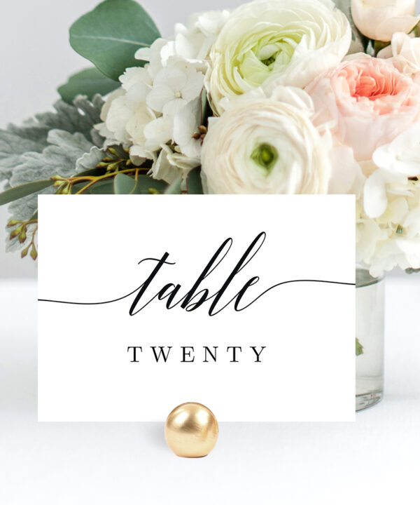 Modern Script Table Number Cards #MSC Landscape