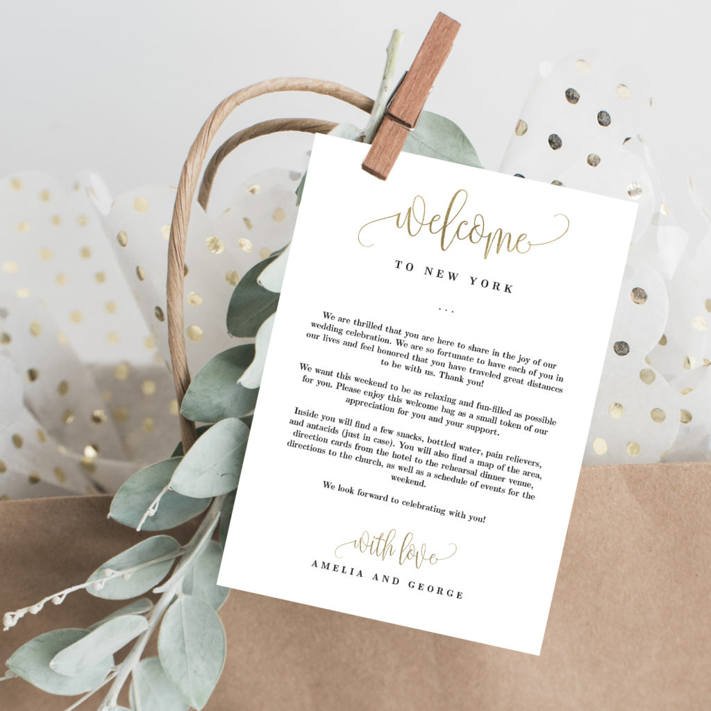 Wedding Welcome and Itinerary Card #LCG Faux Gold Foil - Berry Berry Sweet