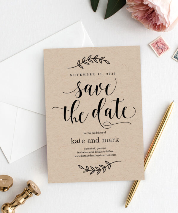 Rustic Elegance Save The Date Card Template #REC