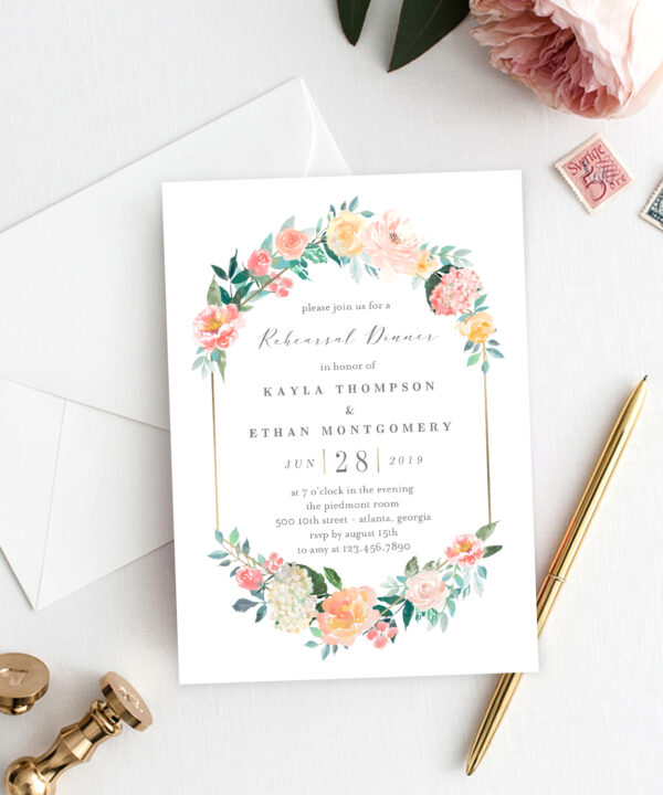 Blush Floral Rehearsal Dinner Invitation #BFC