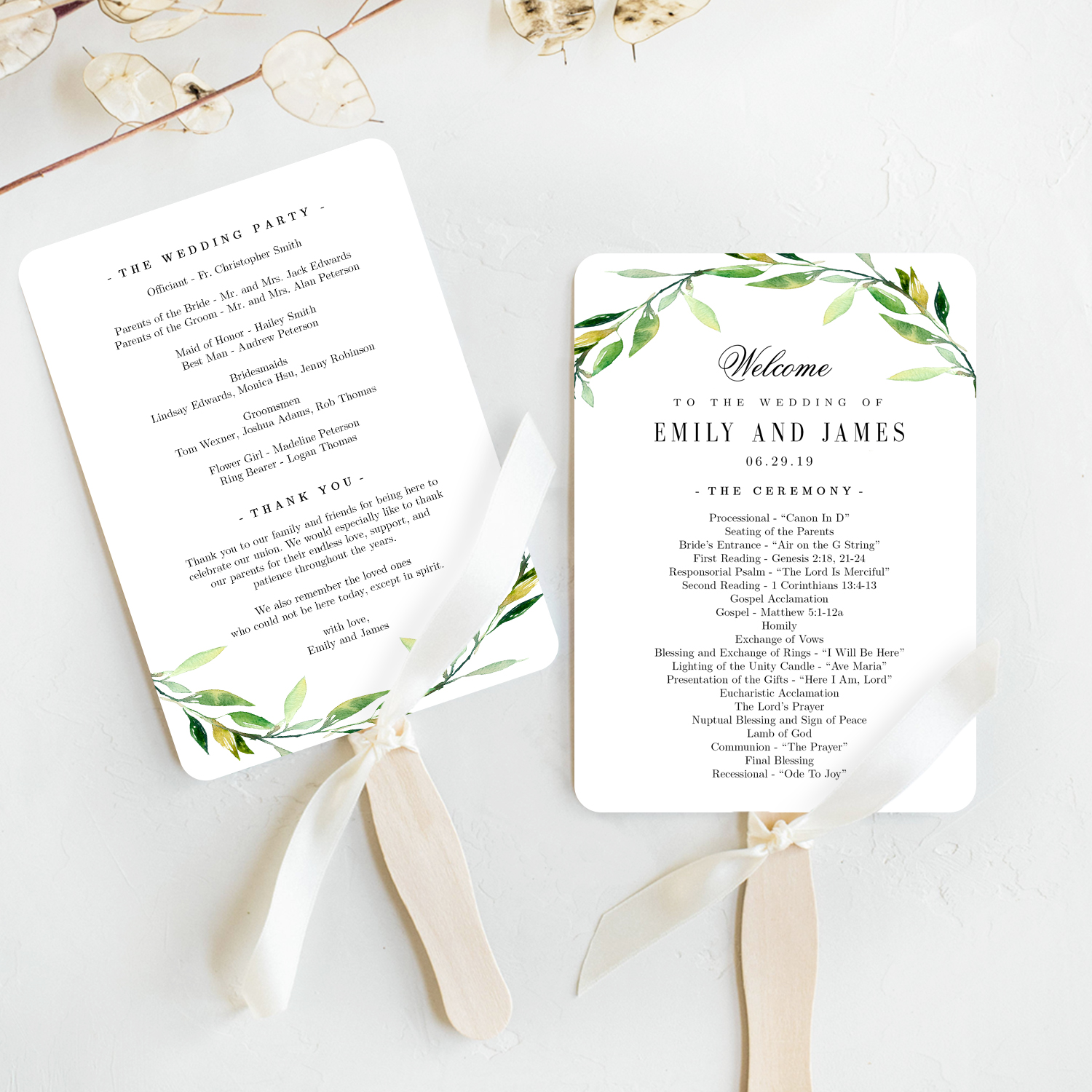 Wedding Program Fan Template