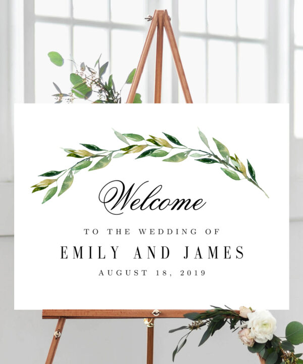 Green Foliage Wedding Welcome Sign #GFC