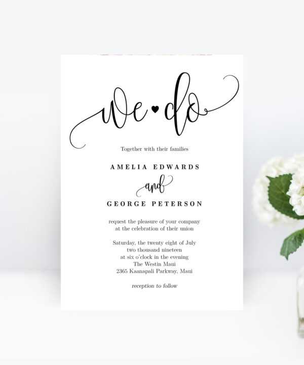 Lovely Calligraphy Wedding Invitation #LCC