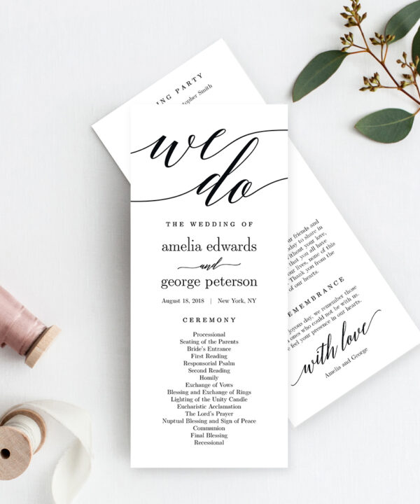 Modern Script We Do Wedding Program #MSC