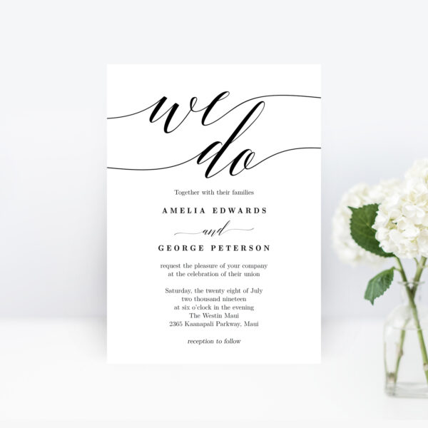 We Do Modern Script Wedding Invitation #MSC