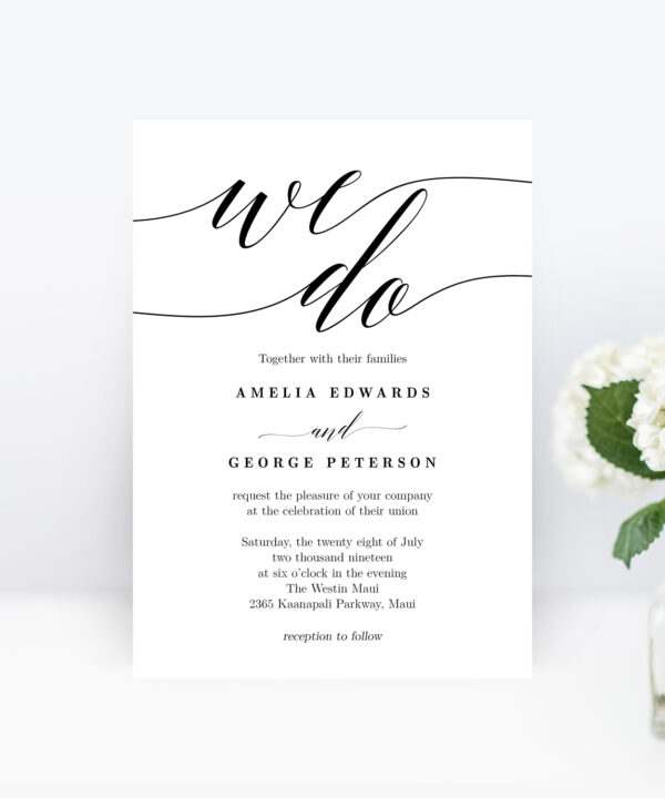 We Do Modern Script Wedding Invitation #MSC