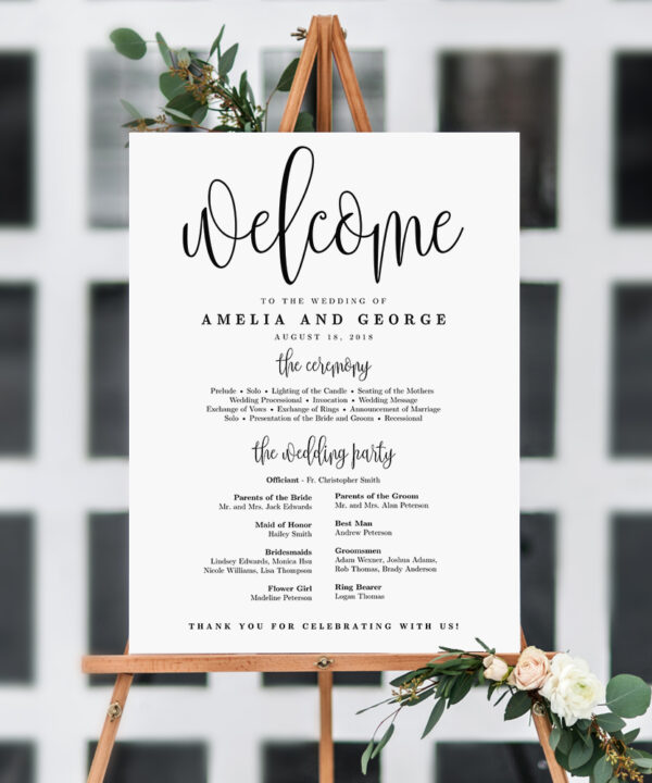 Lovely Calligraphy Wedding Program Sign #LCC