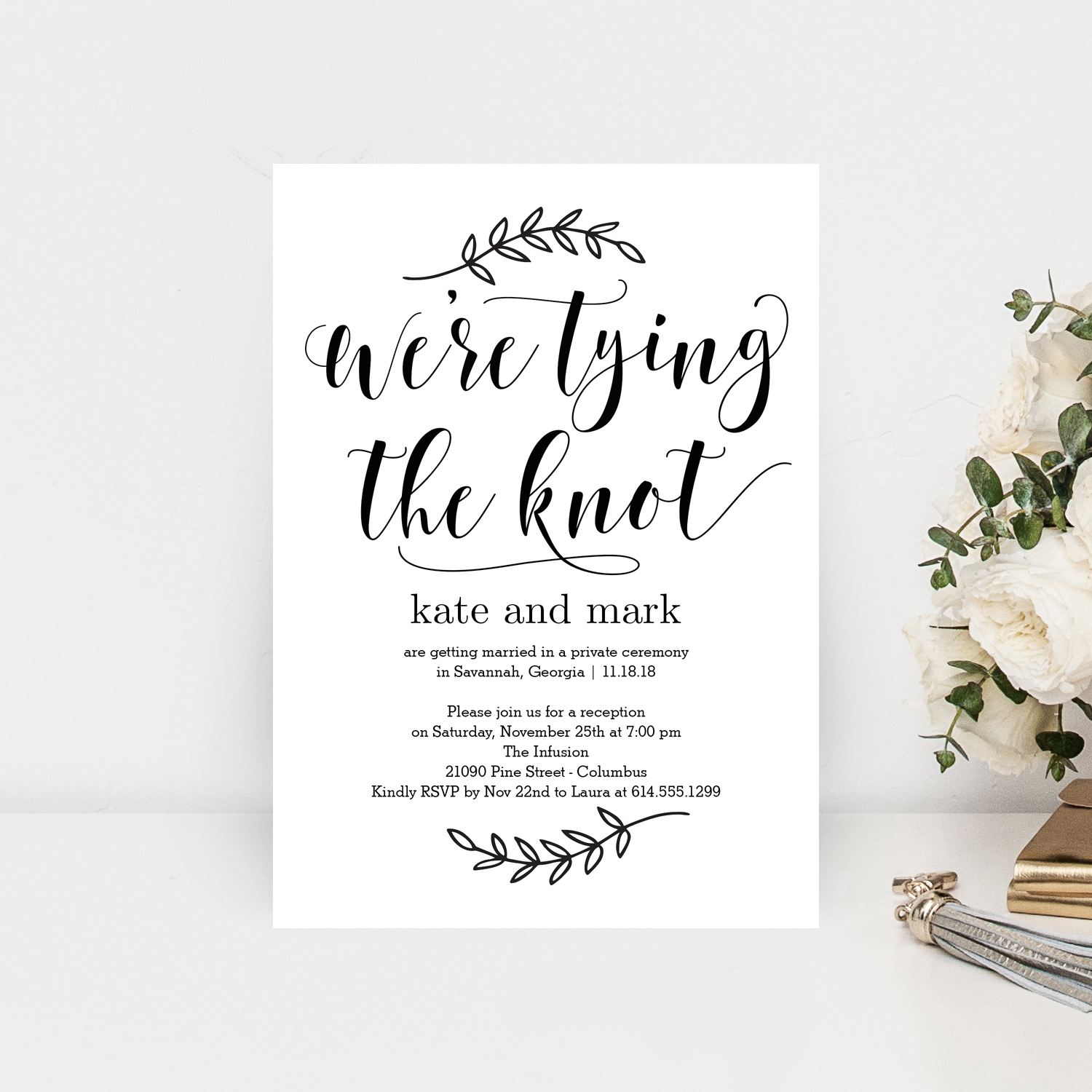 Tying The Knot Rustic Elegance Wedding Invitation #REC - Berry Berry Sweet