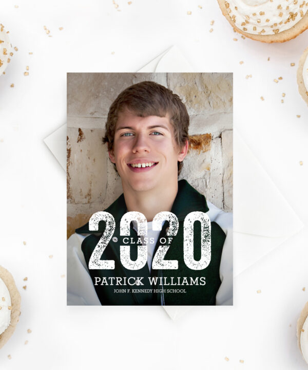 Vintage Varsity Graduation Invitation Template Editable Color