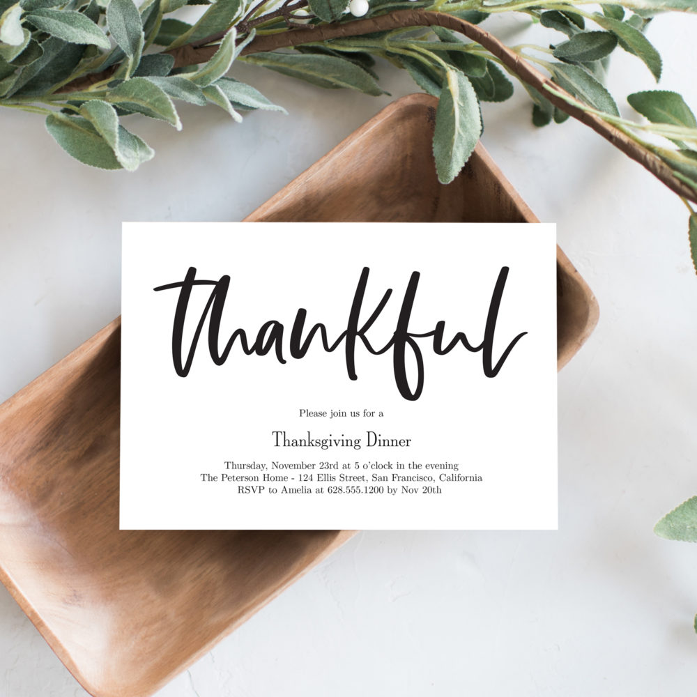 Simply Thankful Thanksgiving Party Invitation