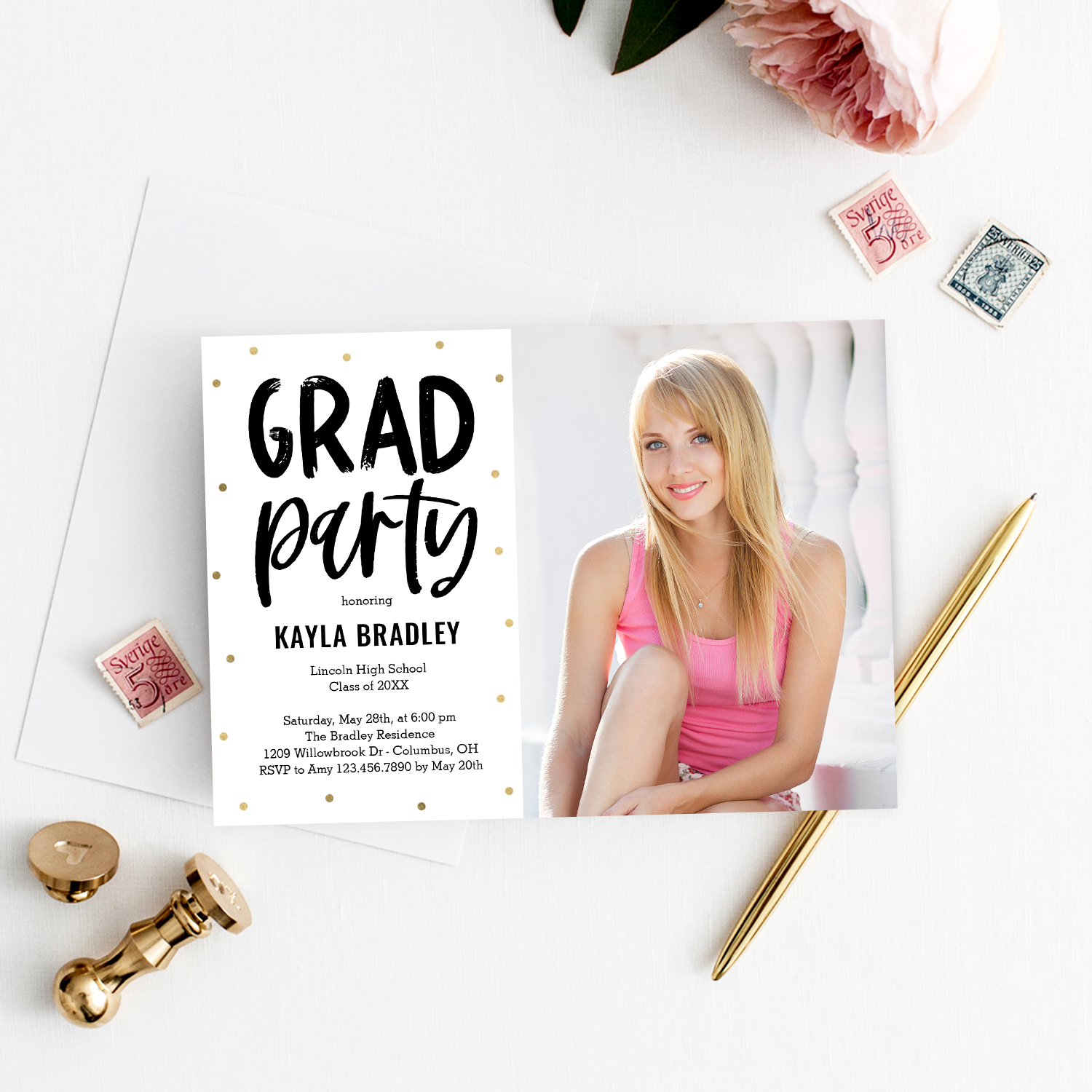 Cool Party Modern Graduation Party Invitation