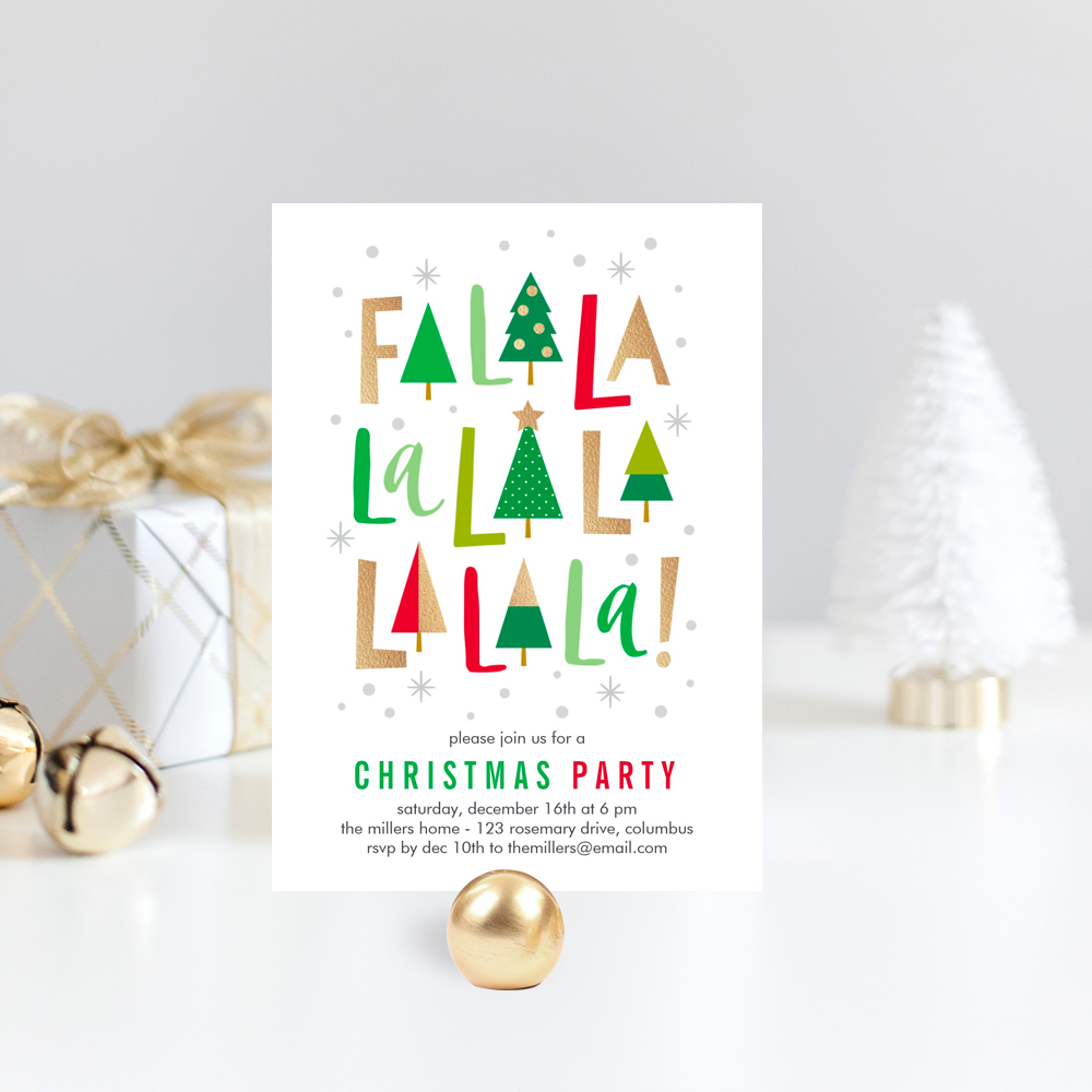 Cheerful Trees Christmas Party Invitation